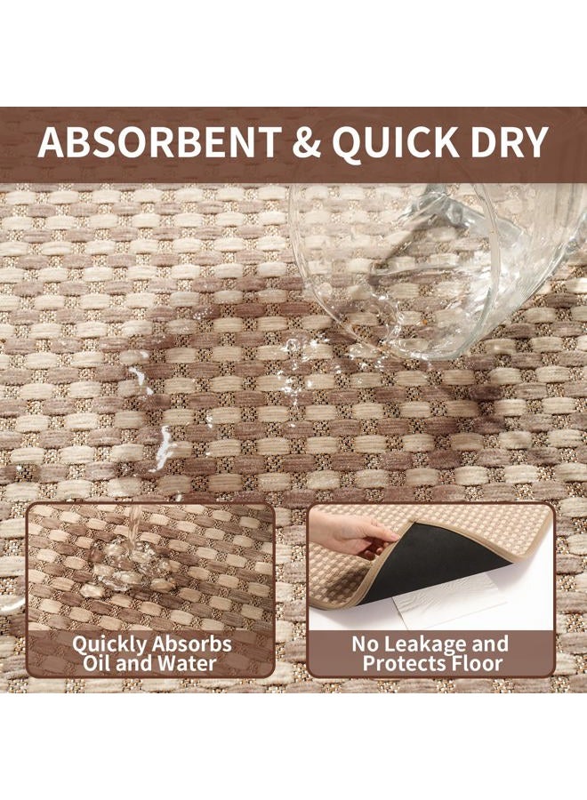 YDKGL Long Kitchen Runner Rugs Kitchen Mat Non Slip Washable, Super Absorbent Soft Chenille Braided Kitchen Mats for Floor, Rubber Backing Kitchen Floor Sink Standing Mat, Easy Clean, Brown 24"x71" - Image 4