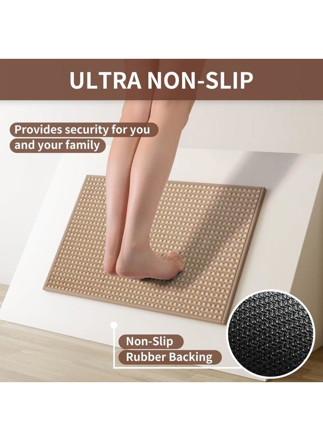 YDKGL Long Kitchen Runner Rugs Kitchen Mat Non Slip Washable, Super Absorbent Soft Chenille Braided Kitchen Mats for Floor, Rubber Backing Kitchen Floor Sink Standing Mat, Easy Clean, Brown 24"x71" - Image 3