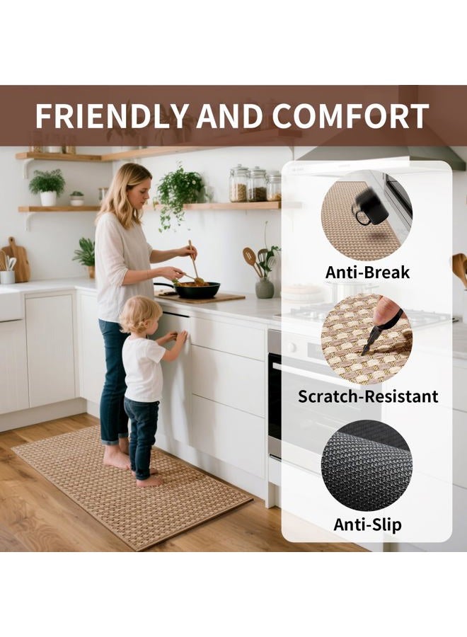 YDKGL Long Kitchen Runner Rugs Kitchen Mat Non Slip Washable, Super Absorbent Soft Chenille Braided Kitchen Mats for Floor, Rubber Backing Kitchen Floor Sink Standing Mat, Easy Clean, Brown 24"x71" - Image 2