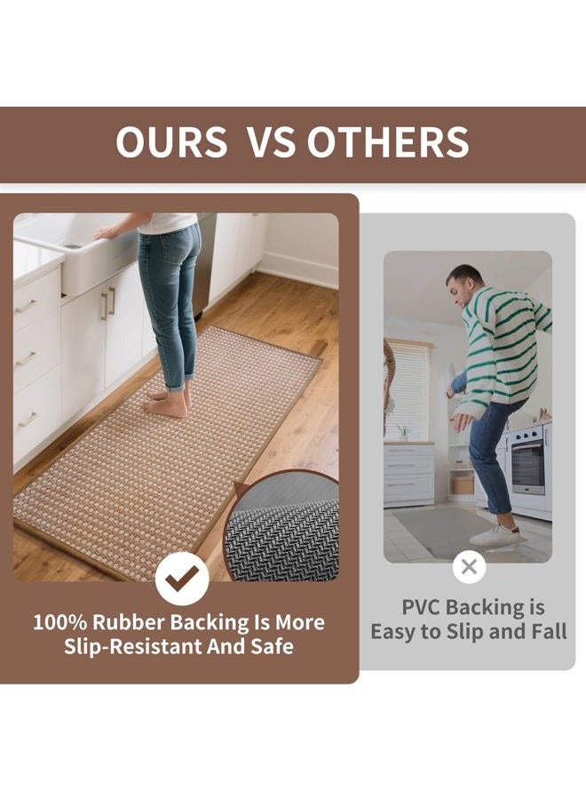 YDKGL Long Kitchen Runner Rugs Kitchen Mat Non Slip Washable, Super Absorbent Soft Chenille Braided Kitchen Mats for Floor, Rubber Backing Kitchen Floor Sink Standing Mat, Easy Clean, Brown 24"x71" - Image 5