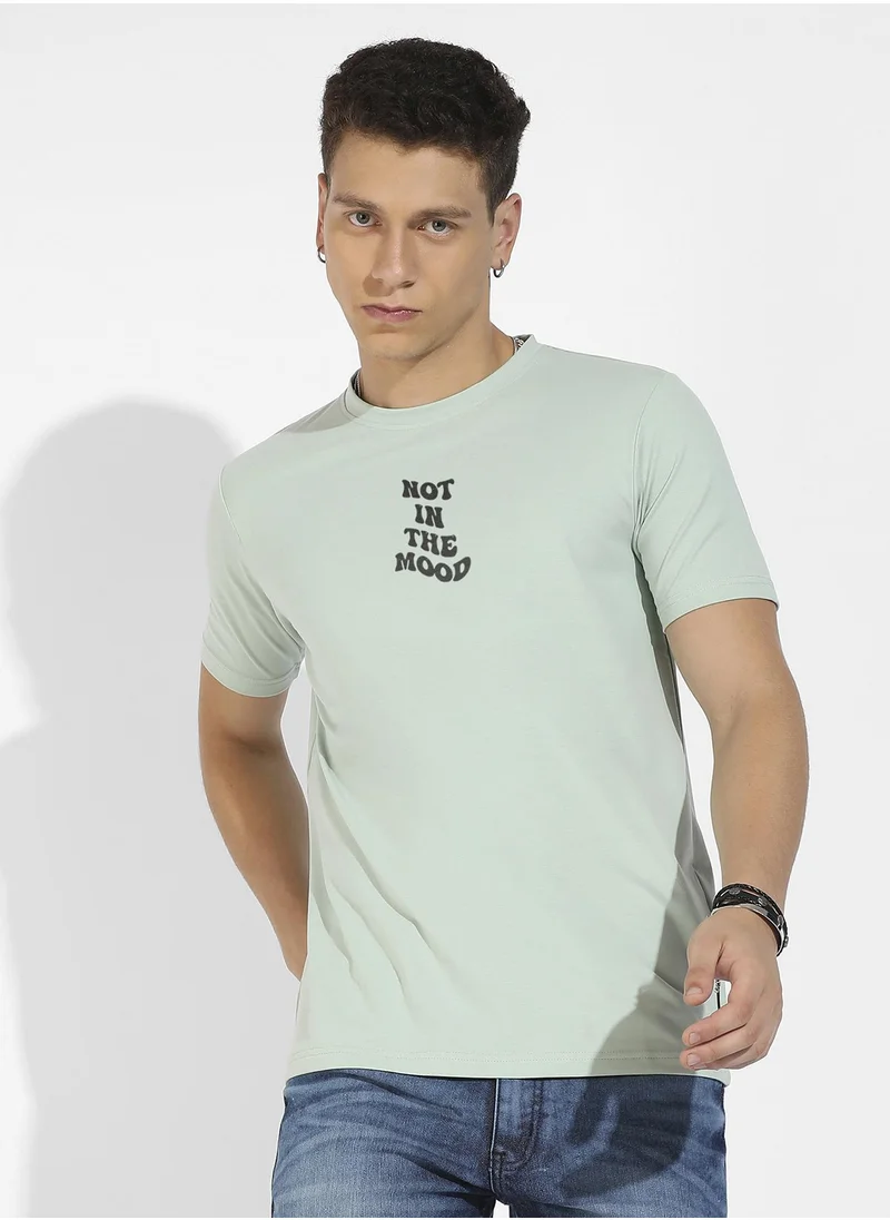 Campus Sutra Men's Sage Green Basic Regular Fit T-Shirt