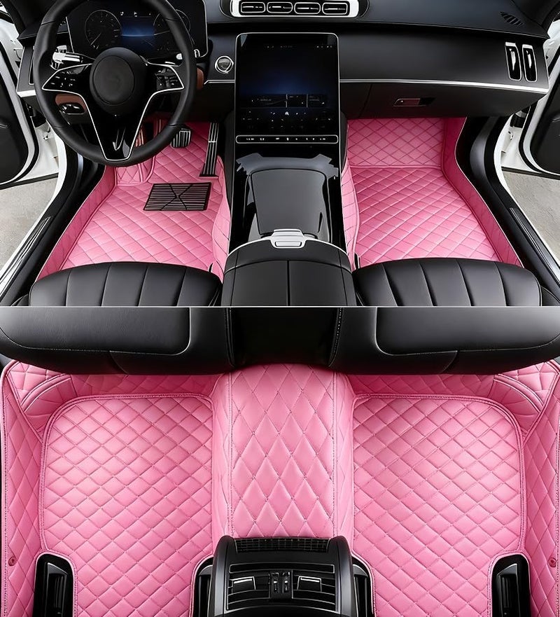 OVINIX Artificial Leather Car Floor Mats Fit for Hyundai Tucson 2019-2021- Tailored, All-Weather,Easy to Clean， Premium Interior Protection (Pink) - Image 1