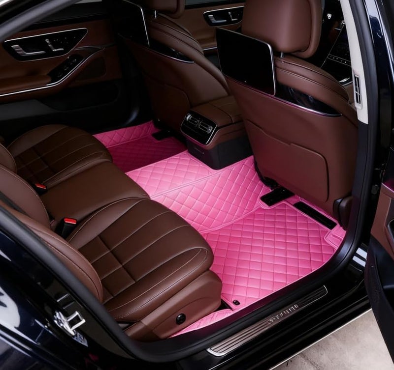 OVINIX Artificial Leather Car Floor Mats Fit for Hyundai Tucson 2019-2021- Tailored, All-Weather,Easy to Clean， Premium Interior Protection (Pink) - Image 3