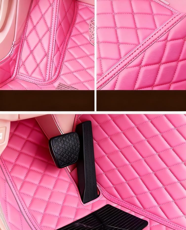 OVINIX Artificial Leather Car Floor Mats Fit for Hyundai Tucson 2019-2021- Tailored, All-Weather,Easy to Clean， Premium Interior Protection (Pink) - Image 4