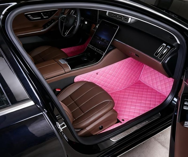 OVINIX Artificial Leather Car Floor Mats Fit for Hyundai Tucson 2019-2021- Tailored, All-Weather,Easy to Clean， Premium Interior Protection (Pink) - Image 2
