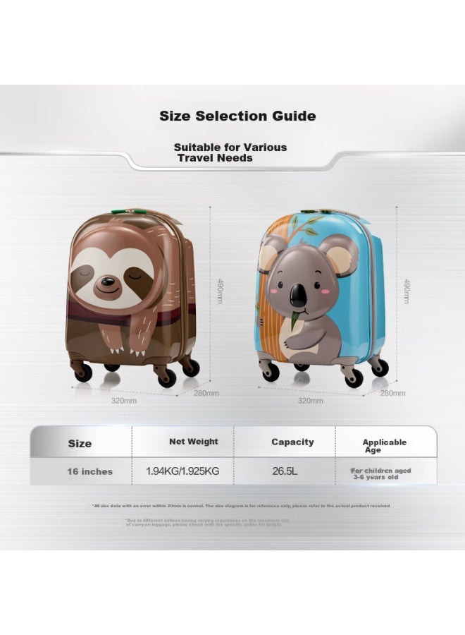 Samsonite 16-inch Carry-on Luggage In Gray-brown Sloth Children's Travel Suitcase U22 Zipper Box Boarding Box - Image 3