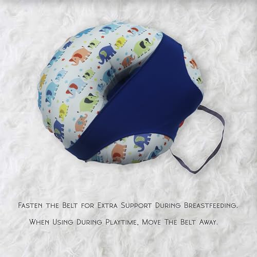 Kradyl Kroft 5in1 Baby Feeding Pillow with 100% Cotton Removable Cover | Breastfeeding Pillow | Nursing Pillow with Belt and Hoop (Cute Ellis) - Image 5