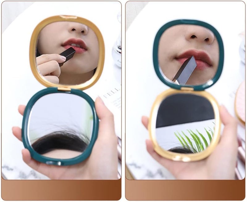 Round Mini Compact Mirror with Double-Sided Magnification, Portable Pocket Mirror for Travel and Daily Use, Circular Handheld Beauty Mirror for Purses, Small Folding Makeup Mirror - Image 3