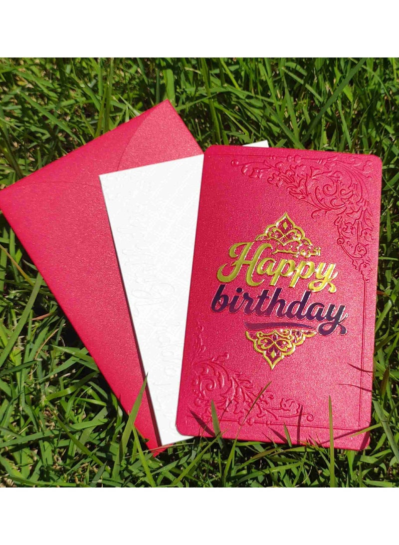 BenQuand Premium Birthday Card with 2D Gold Foil and 2D Embossing Pattern，Luxury Red Happy Birthday to You Card With Envelope，Handmade Gift for Boyfriend,Mum,Daddy，Business Card - Image 1