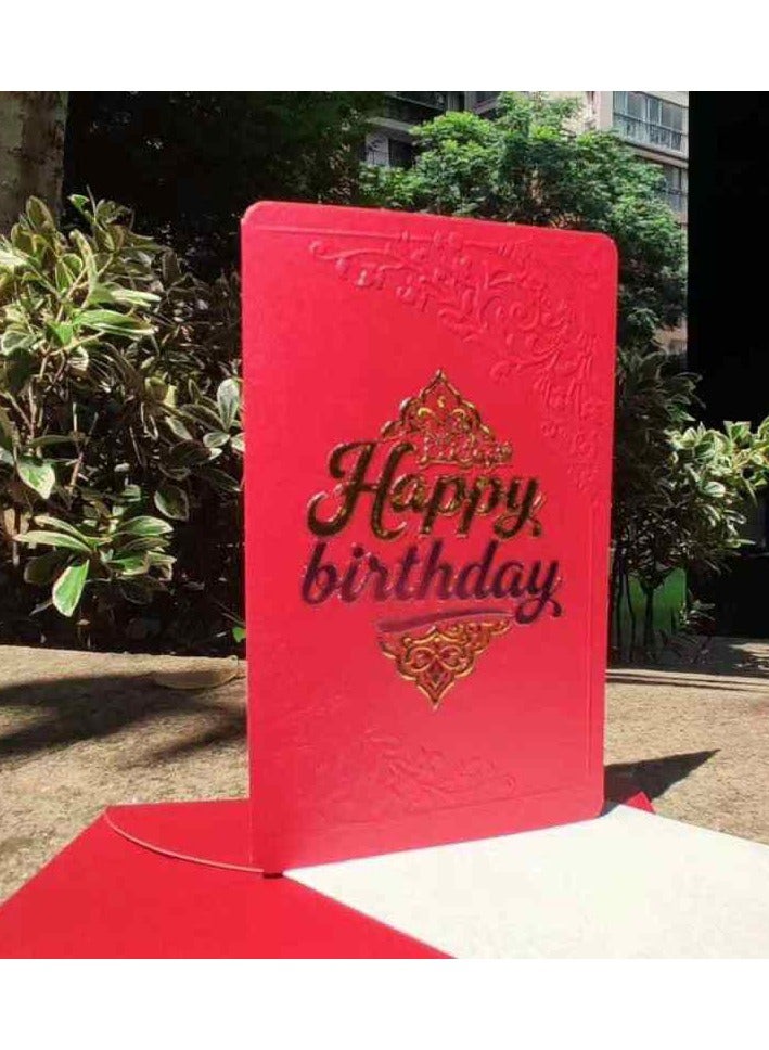 BenQuand Premium Birthday Card with 2D Gold Foil and 2D Embossing Pattern，Luxury Red Happy Birthday to You Card With Envelope，Handmade Gift for Boyfriend,Mum,Daddy，Business Card - Image 2