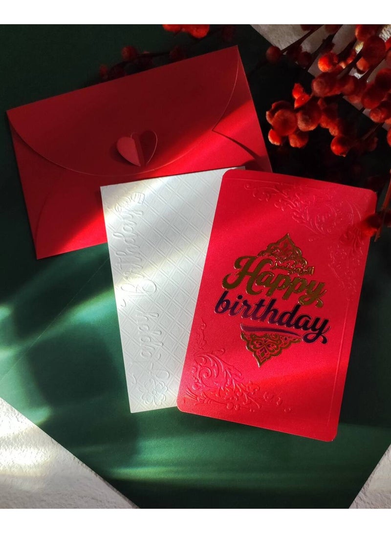 BenQuand Premium Birthday Card with 2D Gold Foil and 2D Embossing Pattern，Luxury Red Happy Birthday to You Card With Envelope，Handmade Gift for Boyfriend,Mum,Daddy，Business Card - Image 3