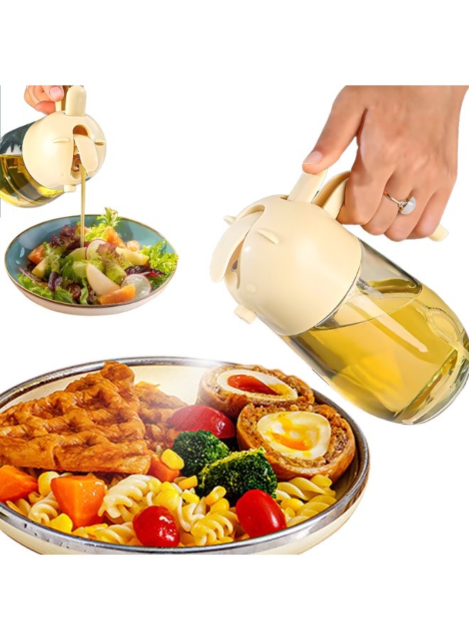 ACYYH 580ML Glass Oil Dispenser with Auto-Flip Lid, Kitchen Cooking Oil Bottle with Handle, Beige,Suitable for use in the kitchen, for barbecuing, and for group dining. - Image 1