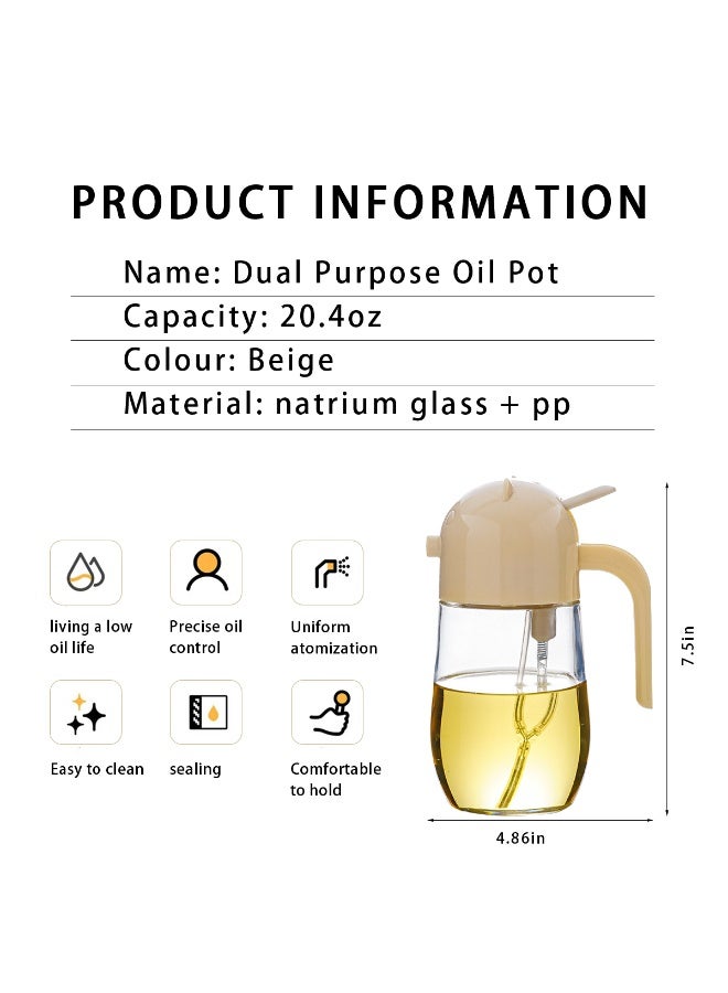 ACYYH 580ML Glass Oil Dispenser with Auto-Flip Lid, Kitchen Cooking Oil Bottle with Handle, Beige,Suitable for use in the kitchen, for barbecuing, and for group dining. - Image 2