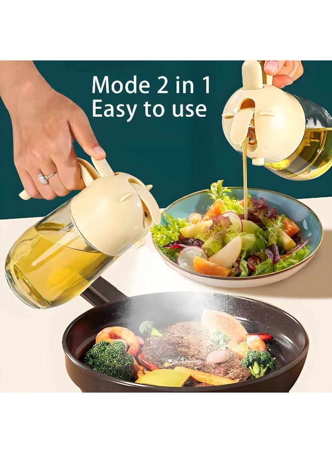ACYYH 580ML Glass Oil Dispenser with Auto-Flip Lid, Kitchen Cooking Oil Bottle with Handle, Beige,Suitable for use in the kitchen, for barbecuing, and for group dining. - Image 3