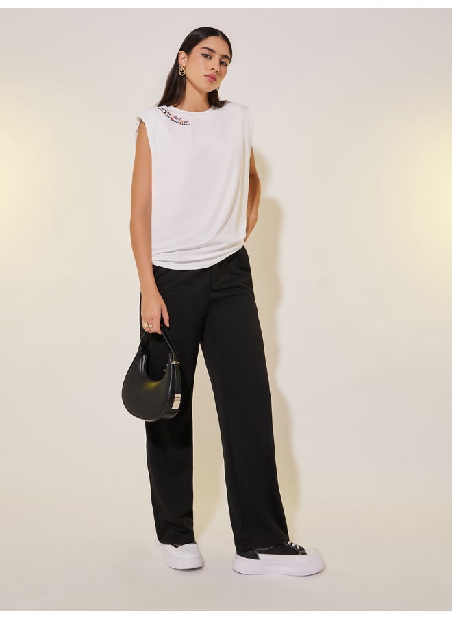 Take Two Take Two Embroidered Round Neck Sleeveless T-Shirt  - Image 2