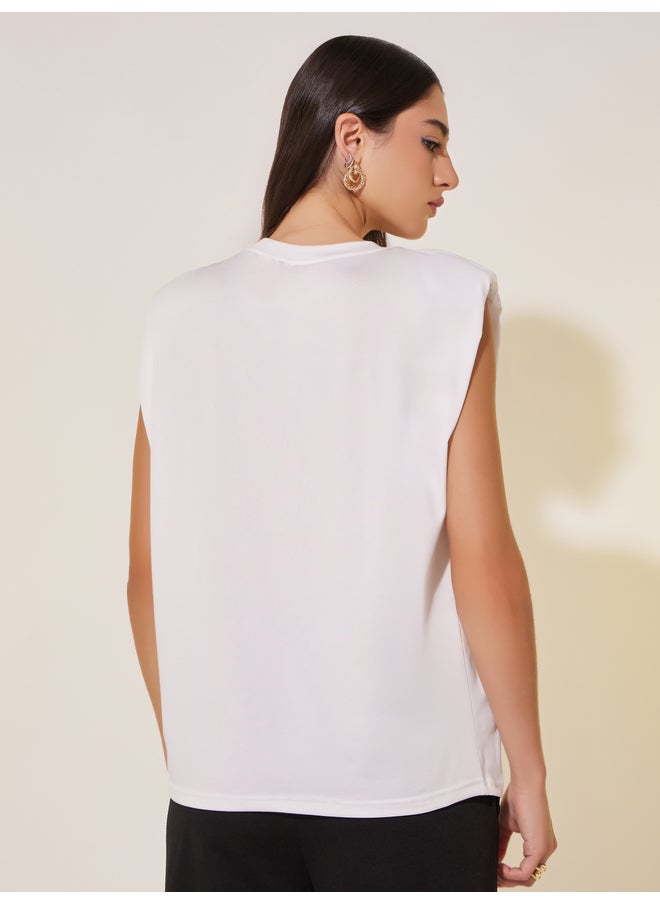 Take Two Take Two Embroidered Round Neck Sleeveless T-Shirt  - Image 4