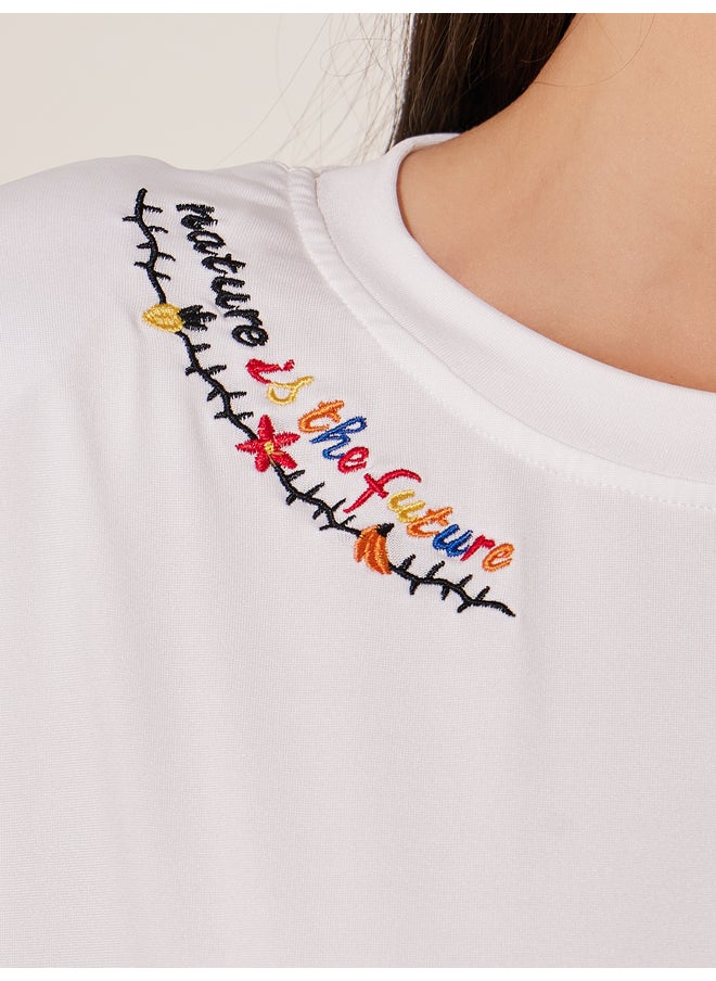 Take Two Take Two Embroidered Round Neck Sleeveless T-Shirt  - Image 3
