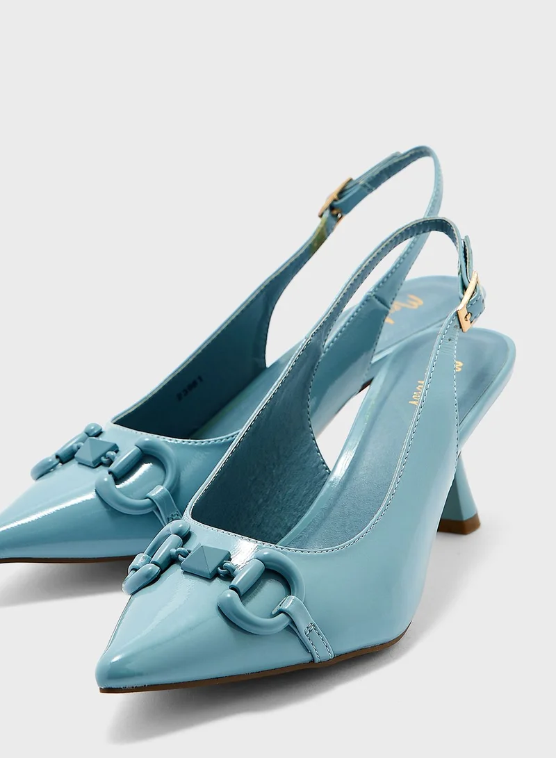 منبور Ankle Strap Mid Heel Sandals