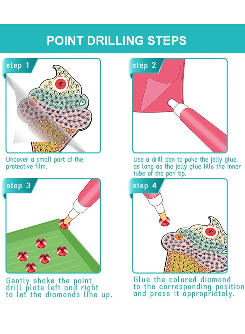 15-Piece Diamond Painting Kit For Kids with Keychains, Diamond Dot Gem Art Kits, DIY Gem Rabbit Painting Keychain Craft Kit for Children Gift Ages 3+  - Image 3