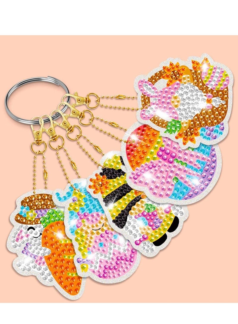 15-Piece Diamond Painting Kit For Kids with Keychains, Diamond Dot Gem Art Kits, DIY Gem Rabbit Painting Keychain Craft Kit for Children Gift Ages 3+  - Image 5