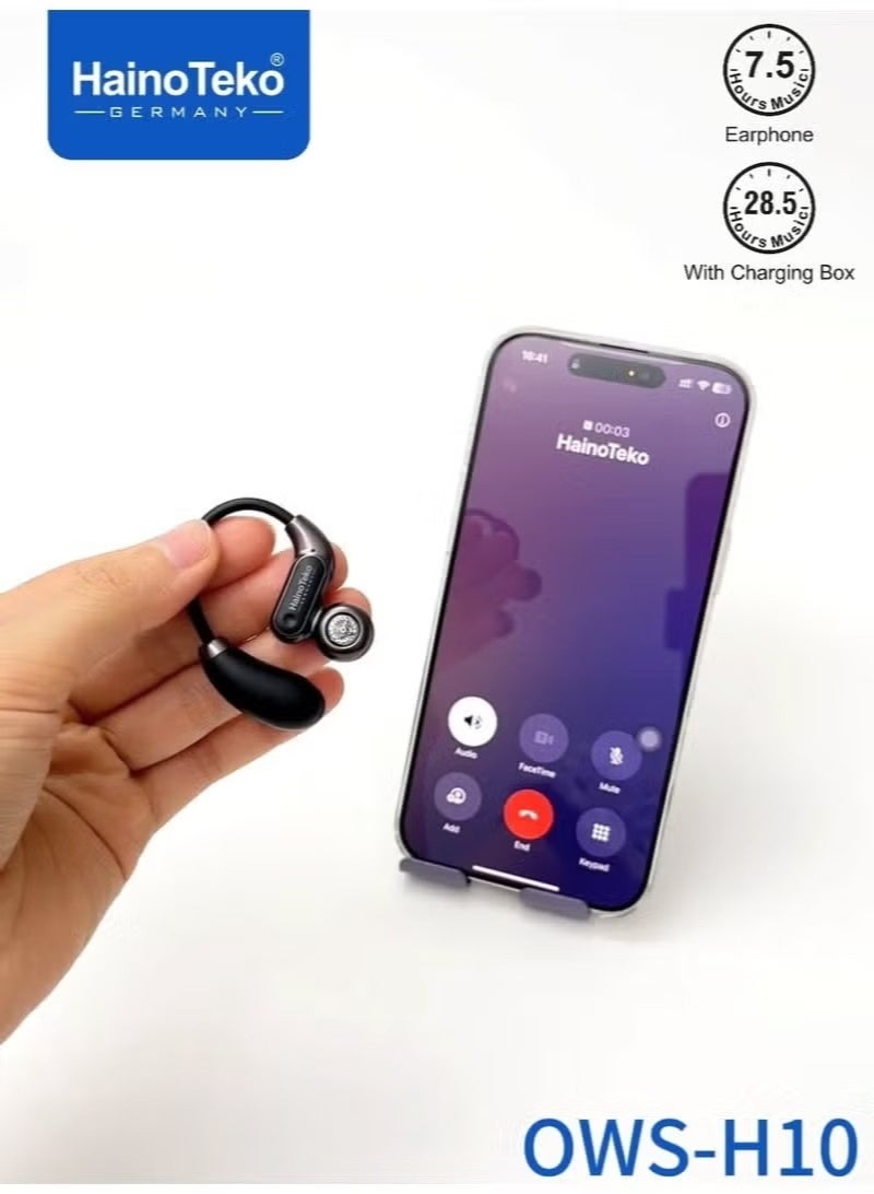 HainoTeko Germany Haino Teko OWS-H10 OpenFit Wireless Bluetooth Earphones Hi-Res Audio 28.5H Playtime With Microphone and Touch Cotrol Rose Gold - Image 3