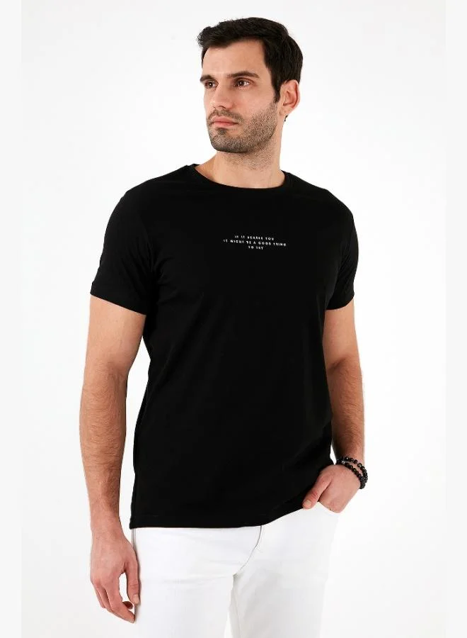 بوراتي تي شيرت رجالي قطن بياقة دائرية بقصة ضيقة من بوراتي