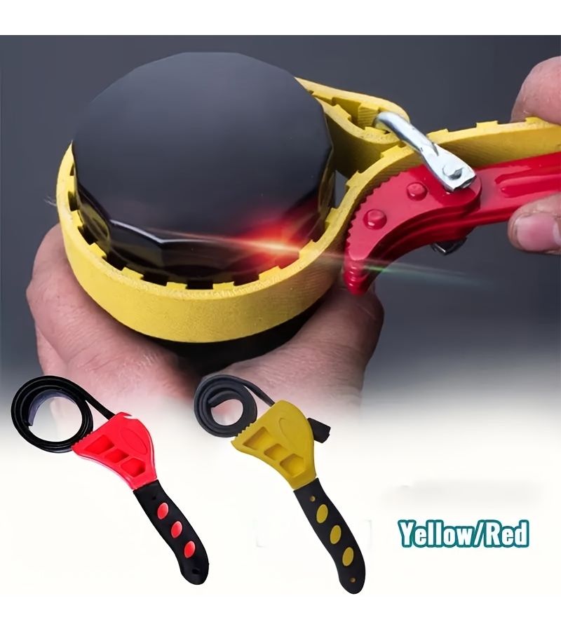 1pc 6 Inch Yellow Non Slip Multi Functional Strap Wrench For Oil Filter Removal And Car Maintenance - Image 1