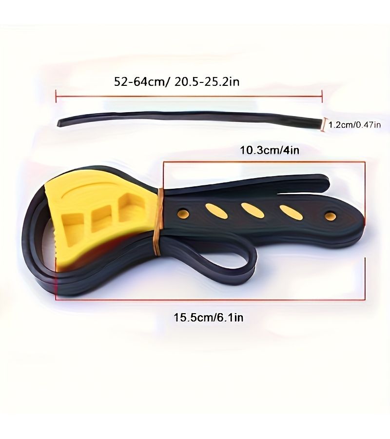 1pc 6 Inch Yellow Non Slip Multi Functional Strap Wrench For Oil Filter Removal And Car Maintenance - Image 2