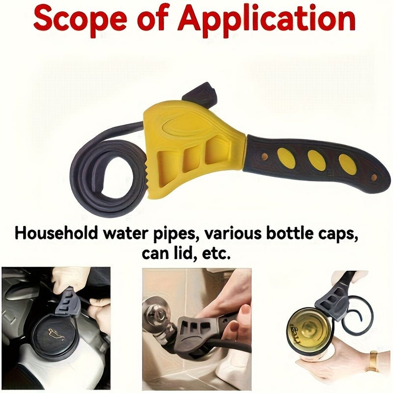 1pc 6 Inch Yellow Non Slip Multi Functional Strap Wrench For Oil Filter Removal And Car Maintenance - Image 4