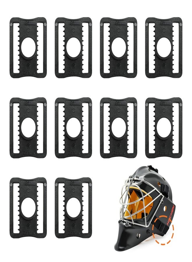 GY Hockey Goalie Mask Slider Clips 10 Pack – 3 x 2.6 cm (1.18 x 1.02 Inches) – Durable Plastic (PC) Replacement Helmet Buckles for Ice Hockey Goalie Helmets (Black) - Image 1