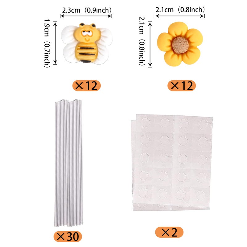 Rsstarxi Rsstarxi 24 Pack Oh Babee Flower Cupcake Toppers Resin Little Figurine Bumble Bee Sunflower Cupcake Picks for Baby Shower Kids Birthday Party Cake Decorations Supplies - Image 2