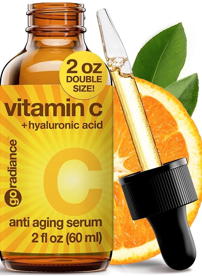 Go Radiance Double Size (2OZ), 20% Vitamin C Serum for Face with Hyaluronic Acid, Face Serum Vitamin C, Vitamin C for Face Serum for Women, Vitamin C Oil for Face, Vit C Serum for Face, Vitamin C Face Serum  - Image 1