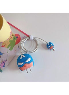 2024 Four-piece Charger Protective Cover For Apple 15 Fast Charging Protective Cover 18W/20W Charger-Specifications:100. Captain A (set Of Four) Big And Small Heads + 1.4m Wire Rope + Tie