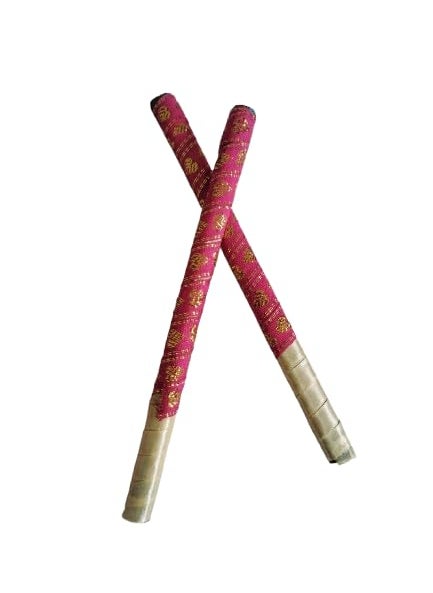 Ganesh Pottery Ganesh Pottery Wood and Lace Dandiya Raas Sticks for Garba Dance Nights Celebration Navratri Specially for Small Kids Or Pooja with Decorative Lace 9 Inch 1 Pair 2 Sticks 