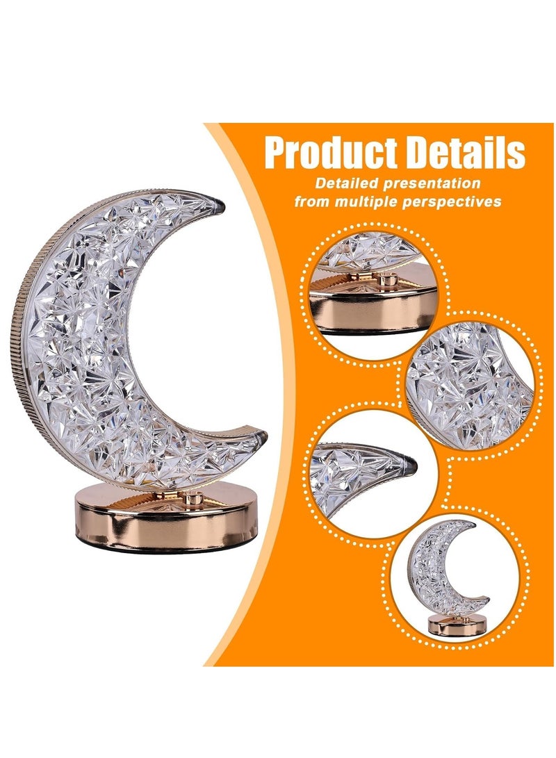 مصباح القمر، مصباح مكتب، مصباح طاولة كريستالي على شكل قمر، ضوء ليلي لمسة LED لمصباح الطاولة في المنزل، غرفة النوم، غرفة المعيشة، زينة طاولة رمضان - Image 2