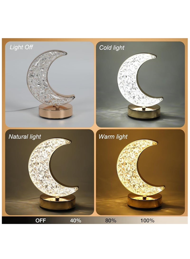 مصباح القمر، مصباح مكتب، مصباح طاولة كريستالي على شكل قمر، ضوء ليلي لمسة LED لمصباح الطاولة في المنزل، غرفة النوم، غرفة المعيشة، زينة طاولة رمضان - Image 4