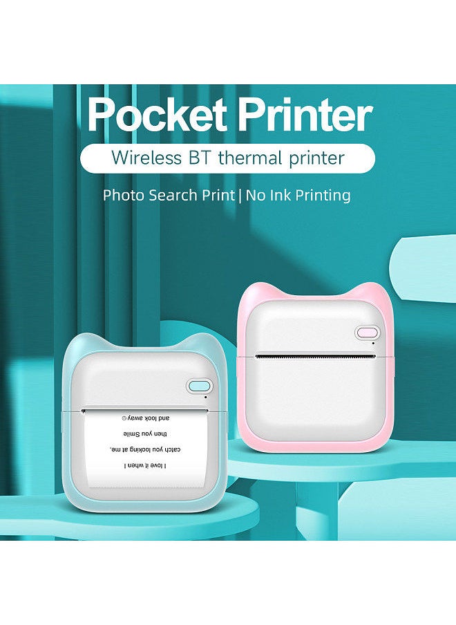 Generic Portable Pocket-size Printer Wireless BT Thermal Printer Simple Operation Support Photo Notes Errors Text Memo Printing Blue Comes with 6 rolls of heat-sensitive paper  - Image 3