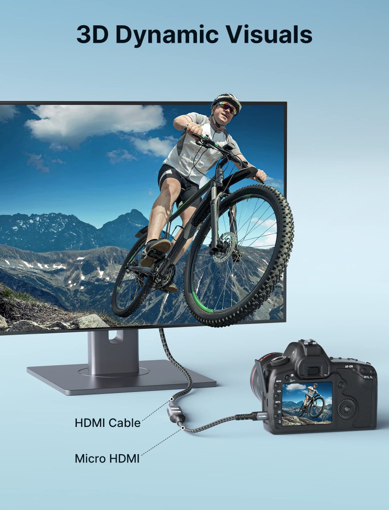 JSAUX Micro HDMI to HDMI Adapter, 4K@60Hz HDR 3D Dolby 18Gbps, Compatible with Raspberry Pi 5/Pi 4/Go Pro Hero/Nikon/Canon/Sony and Other Camera-Gray - Image 5
