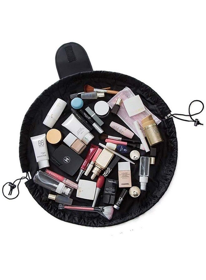 SINGTHITA Large Cosmetic Makeup Kit Storage Organizer Drawstring Travel Toiletry Vanity Bag Big Compartment, Makeup Brush Holder Portable Waterproof, Flamingo, Multicolor - Image 3