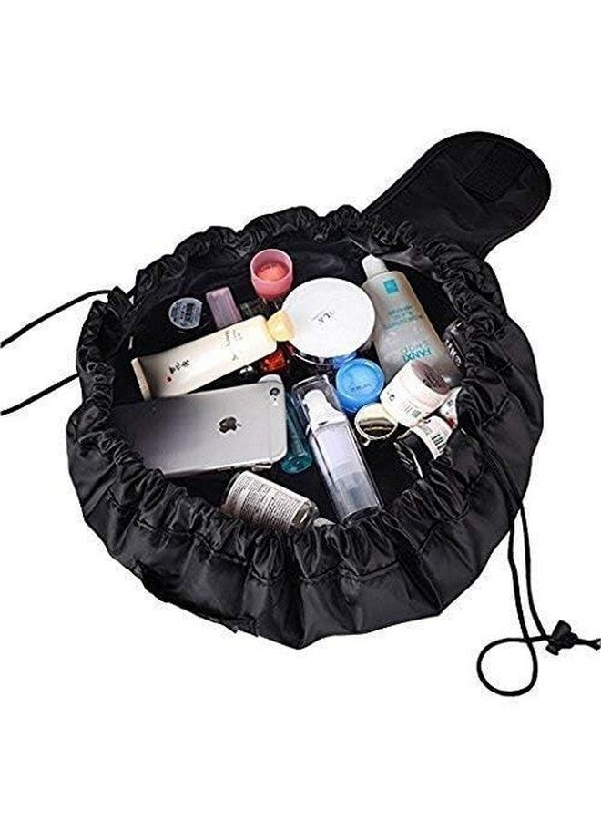 SINGTHITA Large Cosmetic Makeup Kit Storage Organizer Drawstring Travel Toiletry Vanity Bag Big Compartment, Makeup Brush Holder Portable Waterproof, Flamingo, Multicolor - Image 4