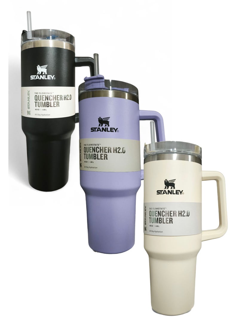 Stanley 3 Pieces of Stanley Quencher H2.0 FlowState Stainless Steel Vacuum Insulated Tumbler with Lid and Straw for Water or Coffee and Juices - Image 1