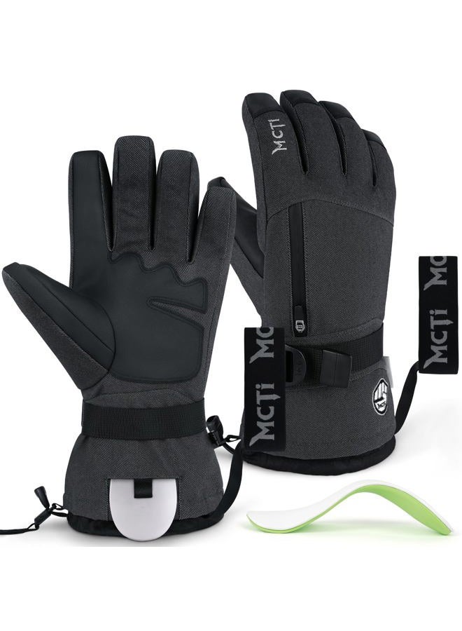 MCTi Pro Wrist Support Ski Gloves for Men, Winter Snowboard Gloves with Wrist Guard, Waterproof, 3M Thinsulate Warm, High Abrasion Resistance Grey-M - Image 1