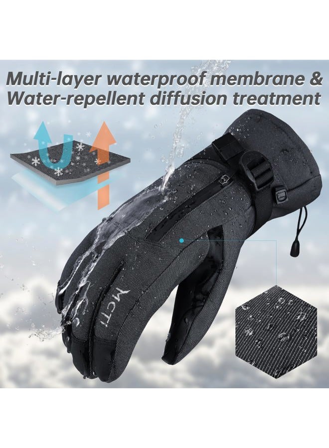 MCTi Pro Wrist Support Ski Gloves for Men, Winter Snowboard Gloves with Wrist Guard, Waterproof, 3M Thinsulate Warm, High Abrasion Resistance Grey-M - Image 4
