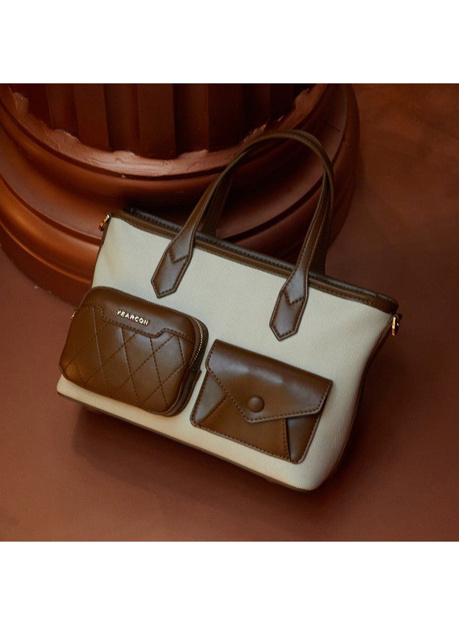 YEARCON Commute Fashion】2025 Fashion Textured Large Capacity Color-block Tote Bag For Women, Lightweight Handbag - Image 5