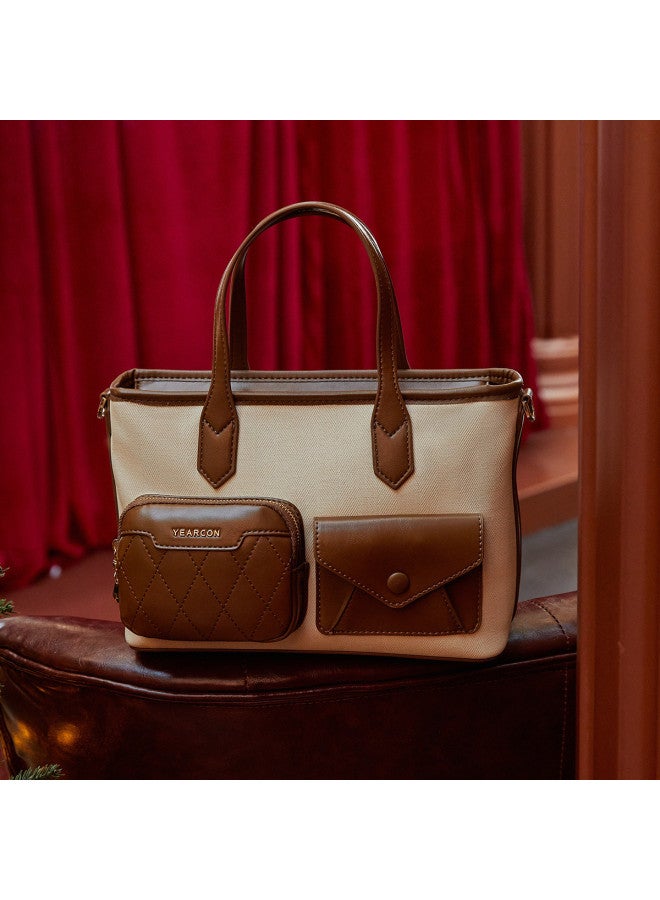 YEARCON Commute Fashion】2025 Fashion Textured Large Capacity Color-block Tote Bag For Women, Lightweight Handbag - Image 2