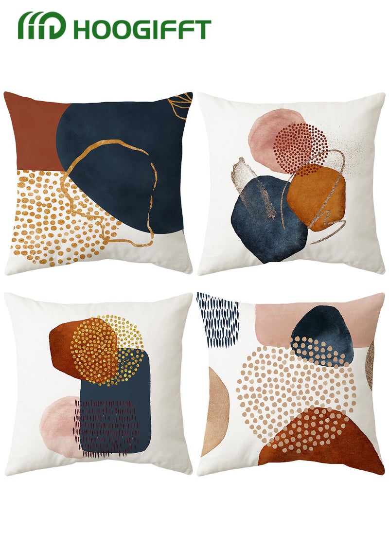 HOOGIFFT Cushion Covers Set of 4, Throw Pillow Cover, Bohemian style Cushion Covers 45cm x 45cm,For Living Room Sofa Car Couch Bed Pillowcases 18x18 inches（Double sided pattern）  - Image 1