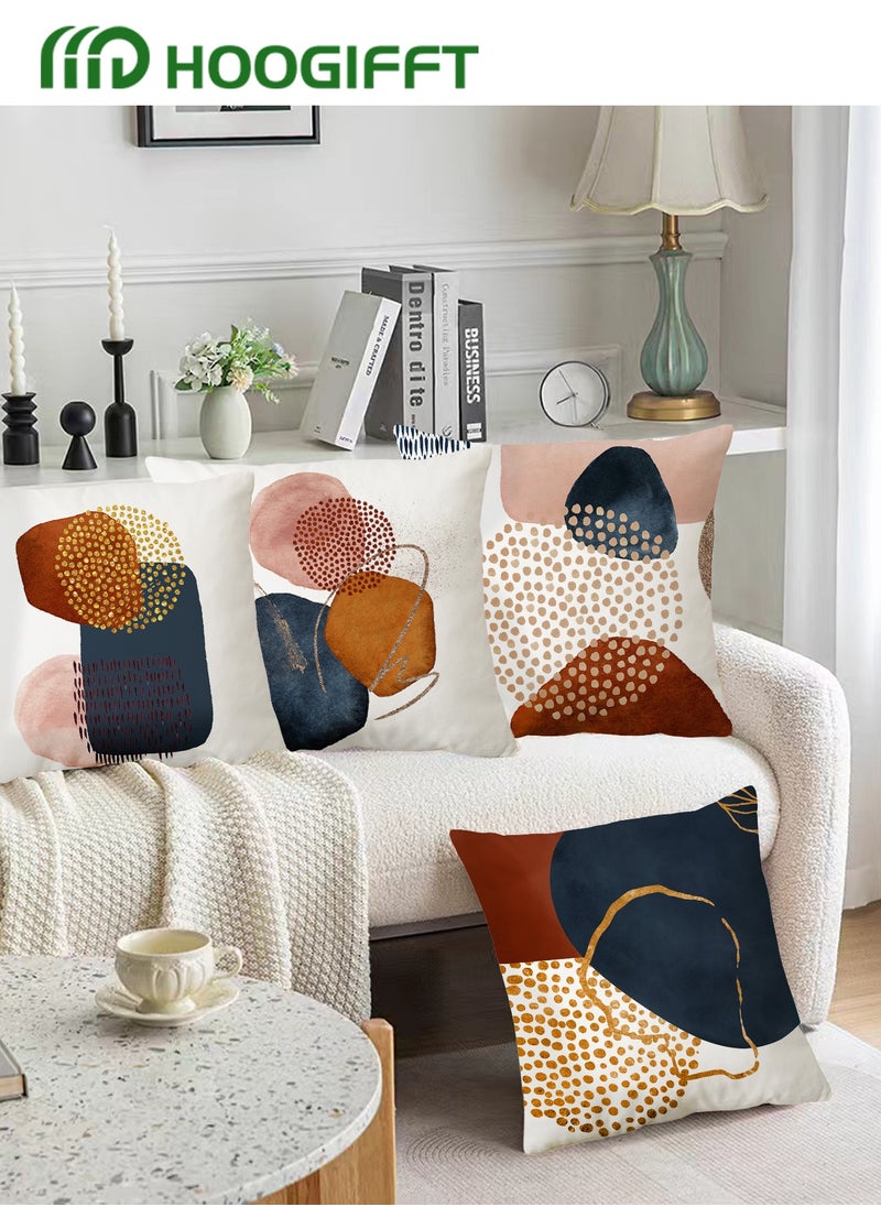HOOGIFFT Cushion Covers Set of 4, Throw Pillow Cover, Bohemian style Cushion Covers 45cm x 45cm,For Living Room Sofa Car Couch Bed Pillowcases 18x18 inches（Double sided pattern）  - Image 2