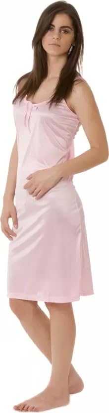 Ananqe Women's Satin Sleepwear - Knee-Length Nightdress with Adjustable Straps, Sizes XS-6XL, 10 Colors Baby Pink - Image 4