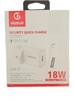 HOGUO Hoguo Wall Charger with Safe Fast Charging Technology with Type-C Cable 18W USB Port White  - Image 2