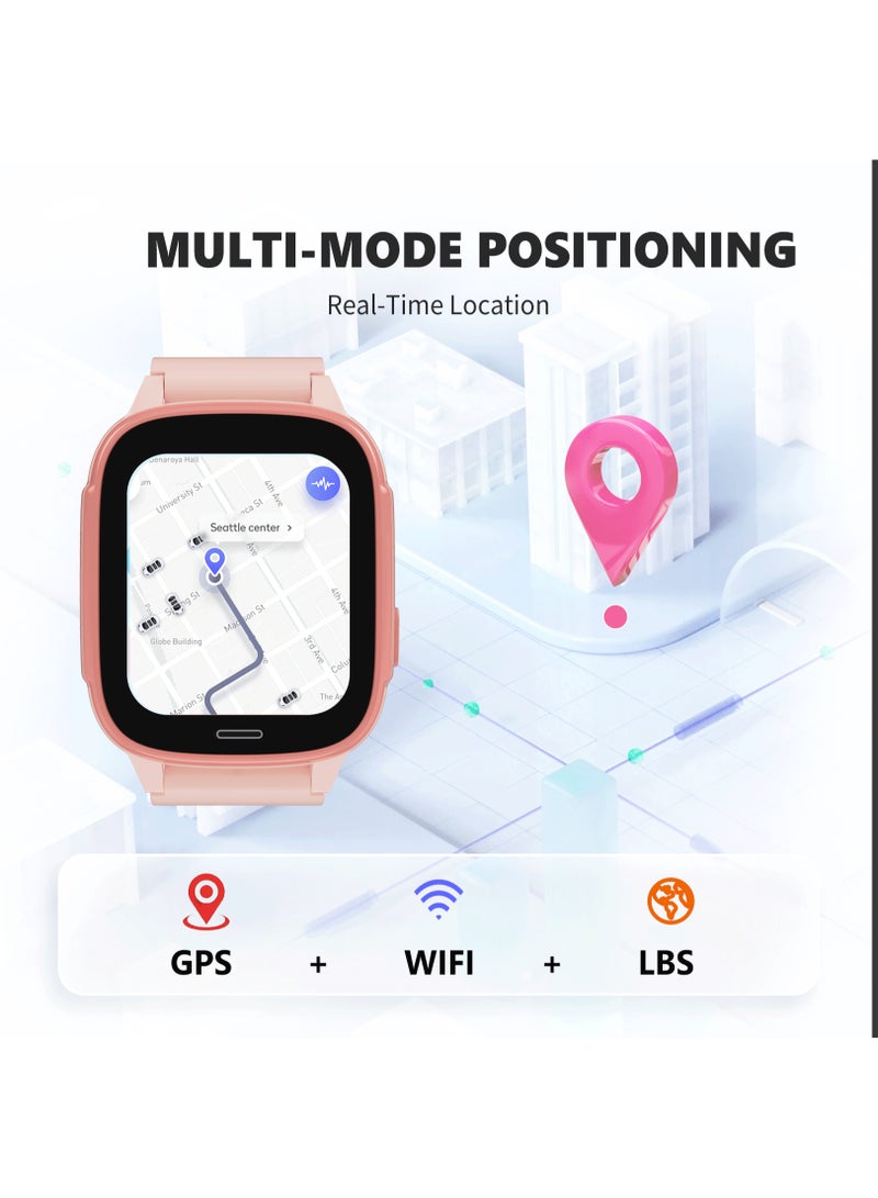 G-Tab WK1 SE 4G GPS Kids Smartwatch for Girls – Real-Time GPS Tracker, 4G Calling, SOS Safety Watch, 1.83" Display, IP67 Waterproof, Up to 4 Days Battery Life, SIM Support, Parental Control Watch for Kids Pink - Image 4